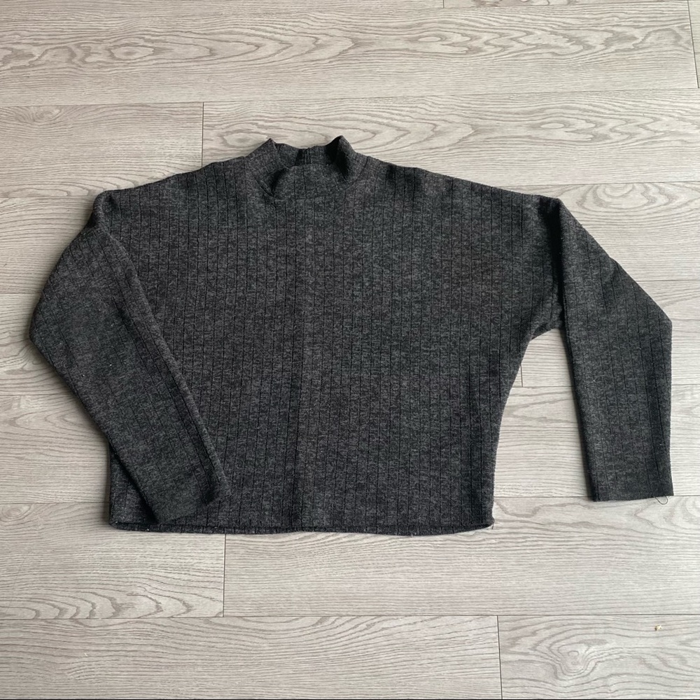 Forever 21 Dark Gray Mock Neck Slightly Cropped Top